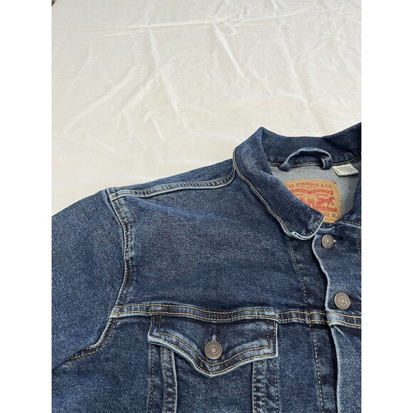 Levi Strauss Men's Dark Blue Denim Trucker Jean Jacket Size XL #72334 Buttons - Picture 7 of 13